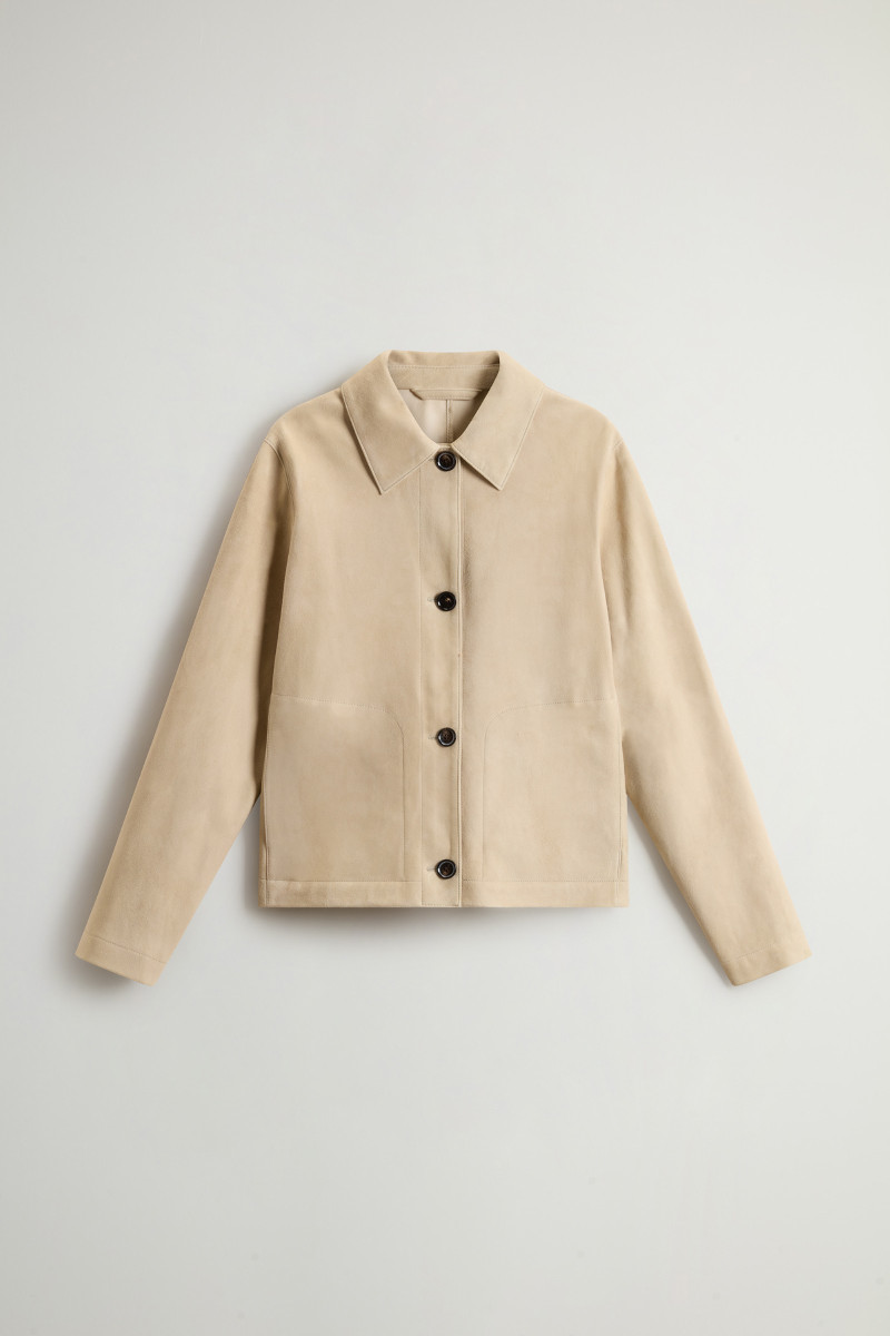 Bunda Woolrich Light Suede Jacket Light White Pepper