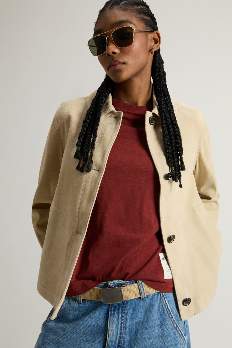 Bunda Woolrich Light Suede Jacket Light White Pepper