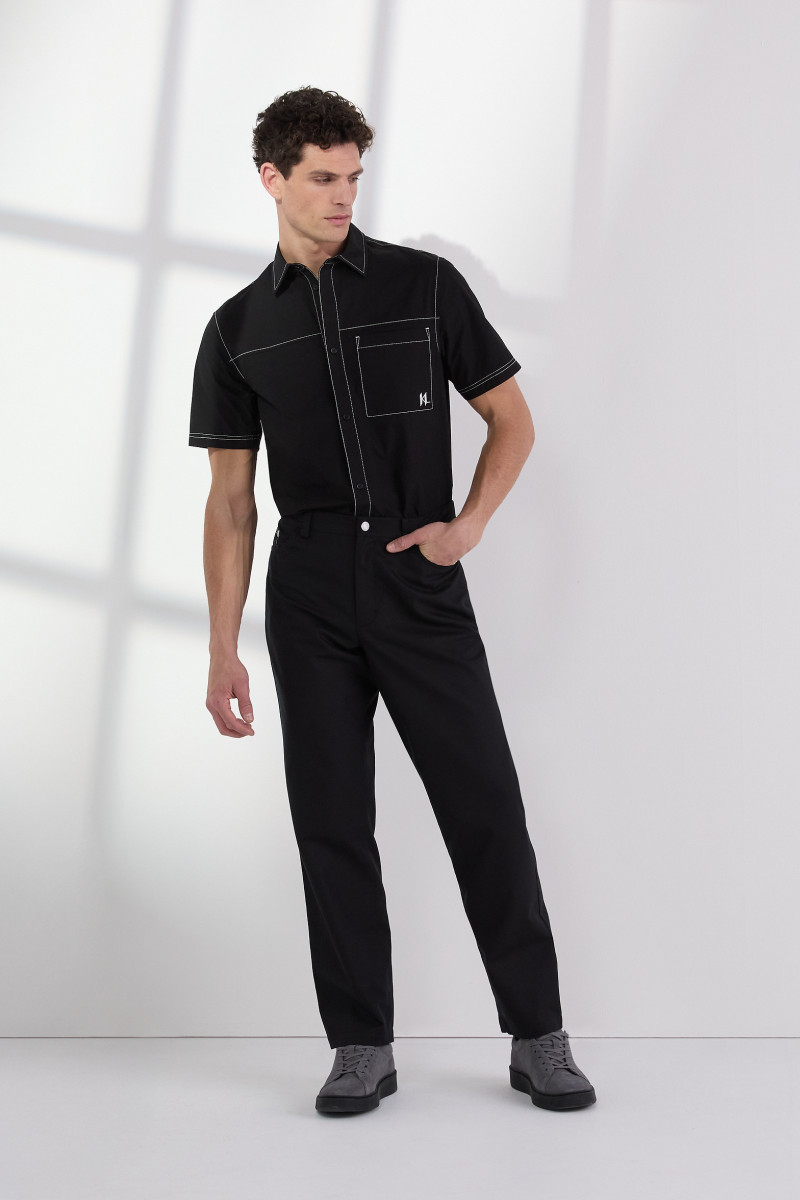 Levně Kalhoty karl lagerfeld contrast stitch pant black
