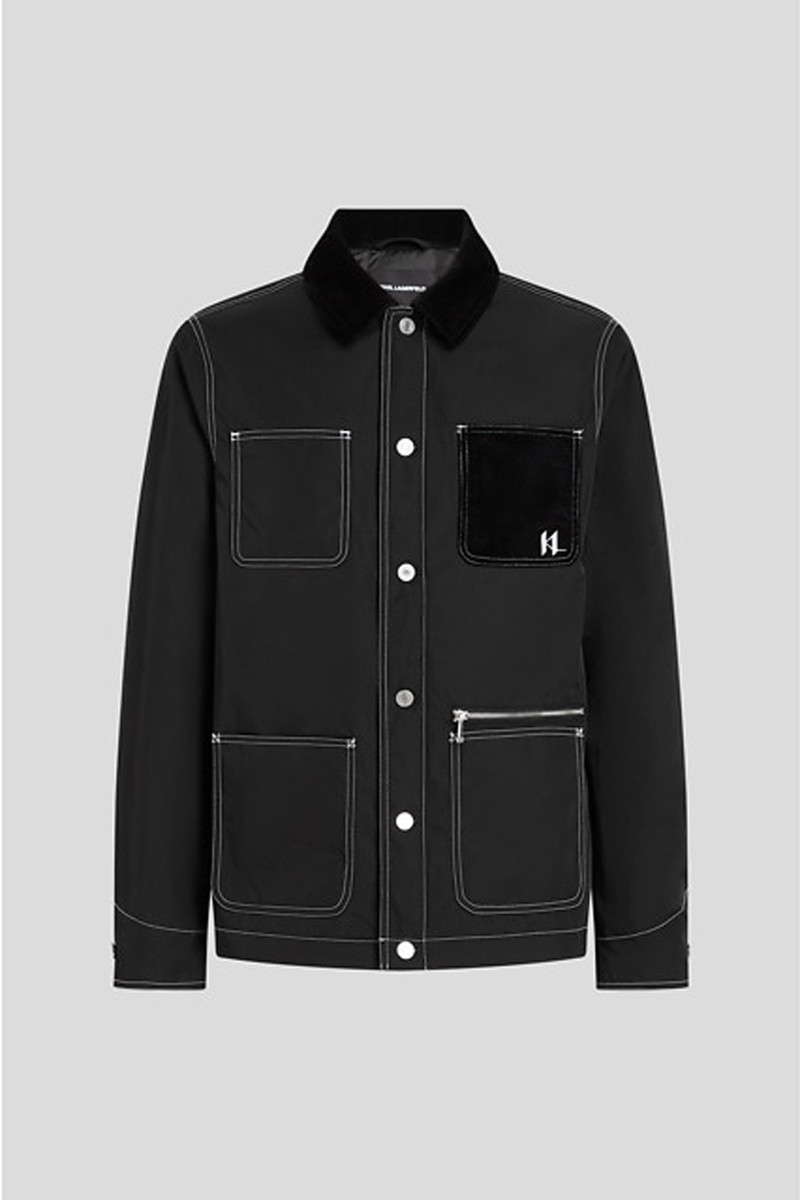 Bunda karl lagerfeld contrast stitch bomber jacket black