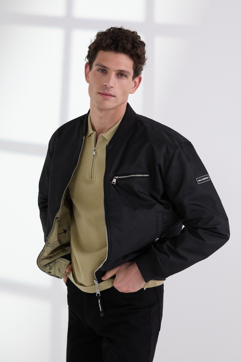 Levně Bunda karl lagerfeld reversible aop sketch jacket black-beige sketch aop