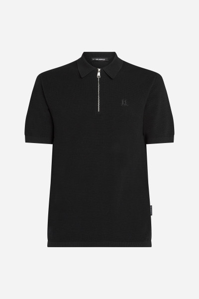 PULÓVER KARL LAGERFELD KL SSLV ZIP UP POLO - Kép 5