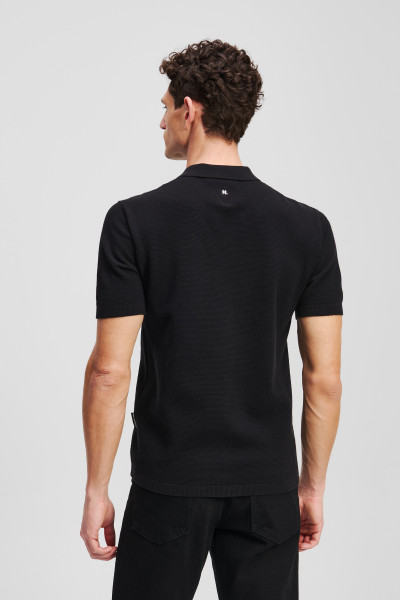 PULÓVER KARL LAGERFELD KL SSLV ZIP UP POLO - Kép 3