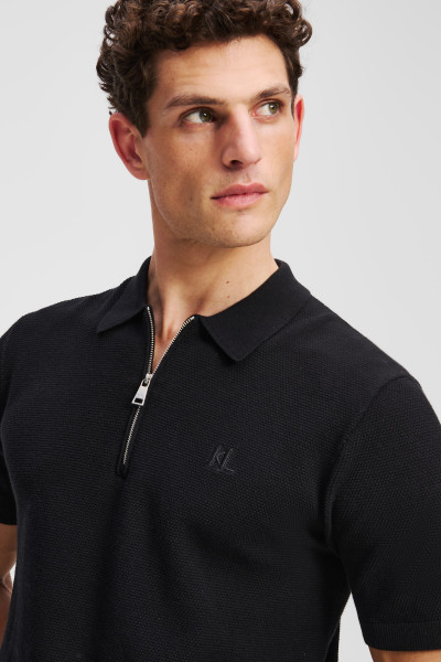 PULÓVER KARL LAGERFELD KL SSLV ZIP UP POLO - Kép 4