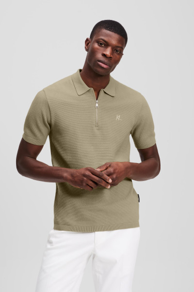 PULÓVER KARL LAGERFELD KL SSLV ZIP UP POLO - Kép 1