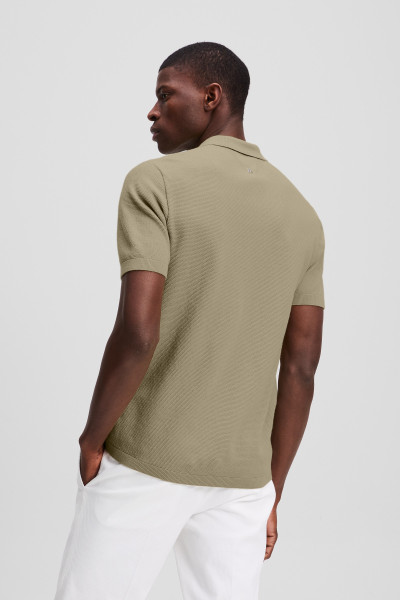PULÓVER KARL LAGERFELD KL SSLV ZIP UP POLO - Kép 3