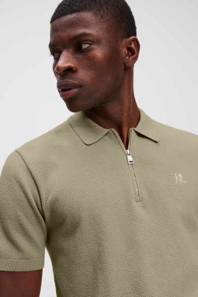 PULÓVER KARL LAGERFELD KL SSLV ZIP UP POLO - Kép 4
