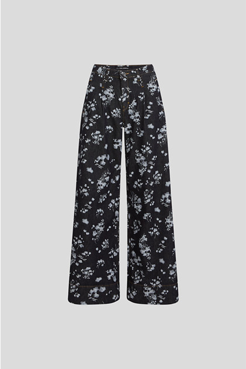 Džíny karl lagerfeld aop orchid denim pants orchid dark blue denim aop