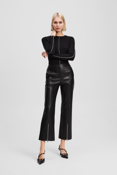 KALHOTY KARL LAGERFELD FAUX LEATHER ZIP PANTS - Fotografie č. 1