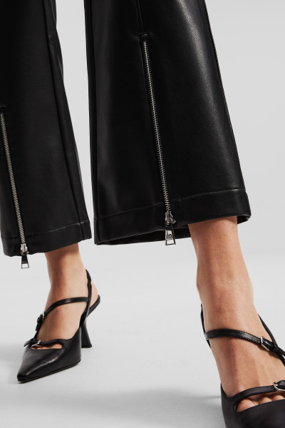 KALHOTY KARL LAGERFELD FAUX LEATHER ZIP PANTS - Fotografie č. 4