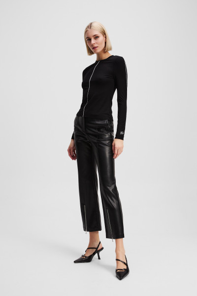 KALHOTY KARL LAGERFELD FAUX LEATHER ZIP PANTS - Fotografie č. 2