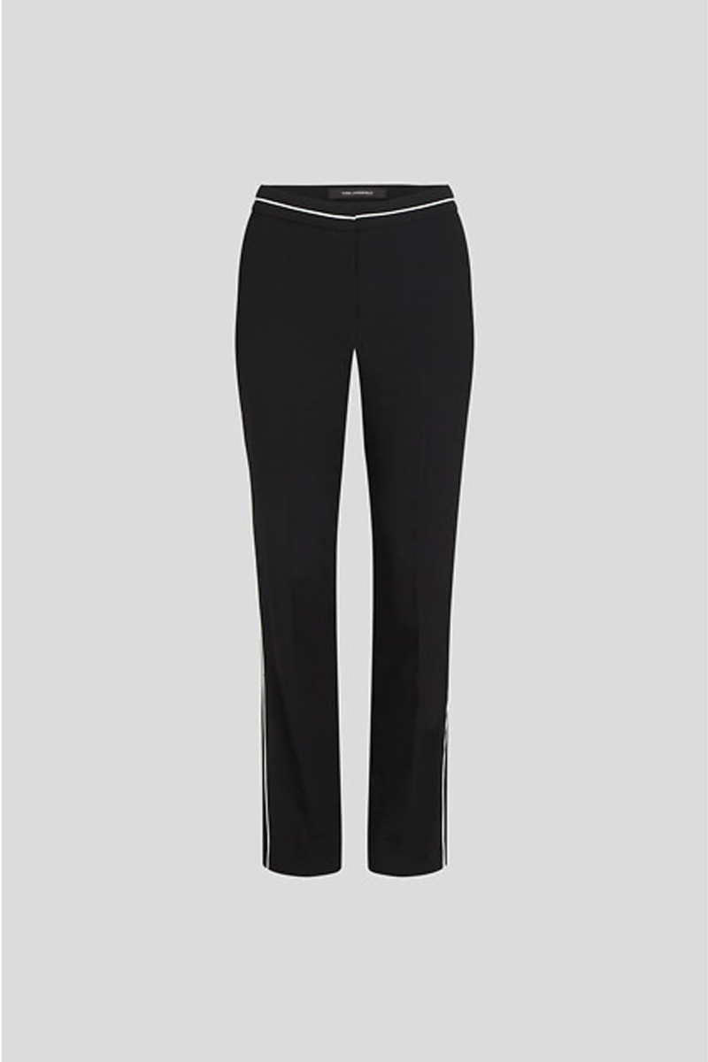 Nohavice Karl Lagerfeld Bw Tailored Piping Pants White/Black