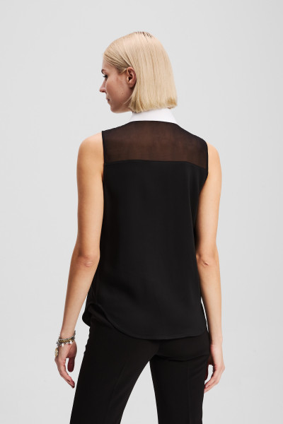 HALENKA KARL LAGERFELD POPLIN COLLAR SLVLS BLOUSE - Fotografie č. 3