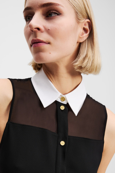 HALENKA KARL LAGERFELD POPLIN COLLAR SLVLS BLOUSE - Fotografie č. 4
