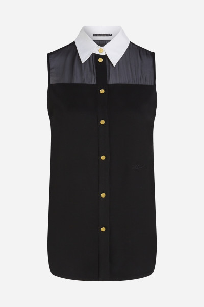 HALENKA KARL LAGERFELD POPLIN COLLAR SLVLS BLOUSE - Fotografie č. 5
