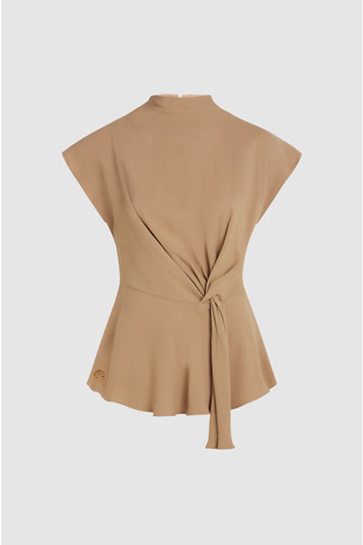 HALENKA KARL LAGERFELD FLUID SHORT SLEEVE KNOT BLOUSE - Fotografie č. 1