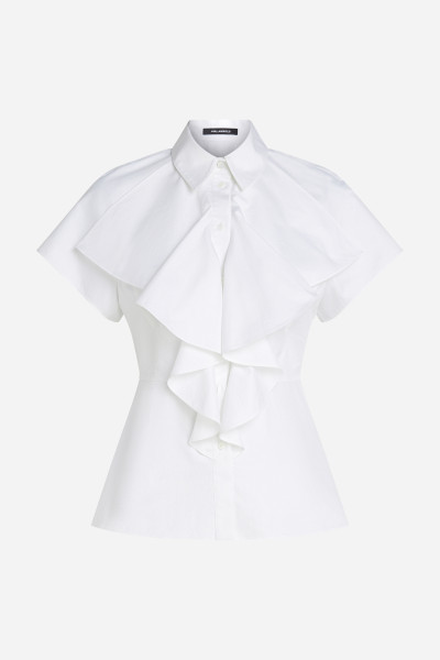 KOŠILE KARL LAGERFELD FRONT RUFFLE SSLV POPLIN SHIRT - Fotografie č. 5