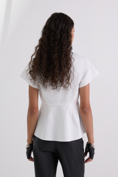 KOŠILE KARL LAGERFELD FRONT RUFFLE SSLV POPLIN SHIRT - Fotografie č. 3