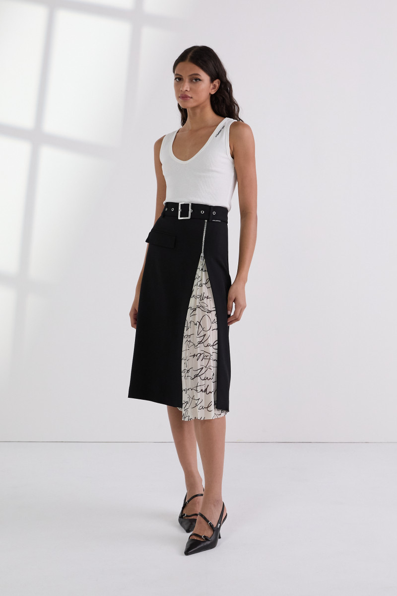 Levně Sukně karl lagerfeld pleated panel skirt black