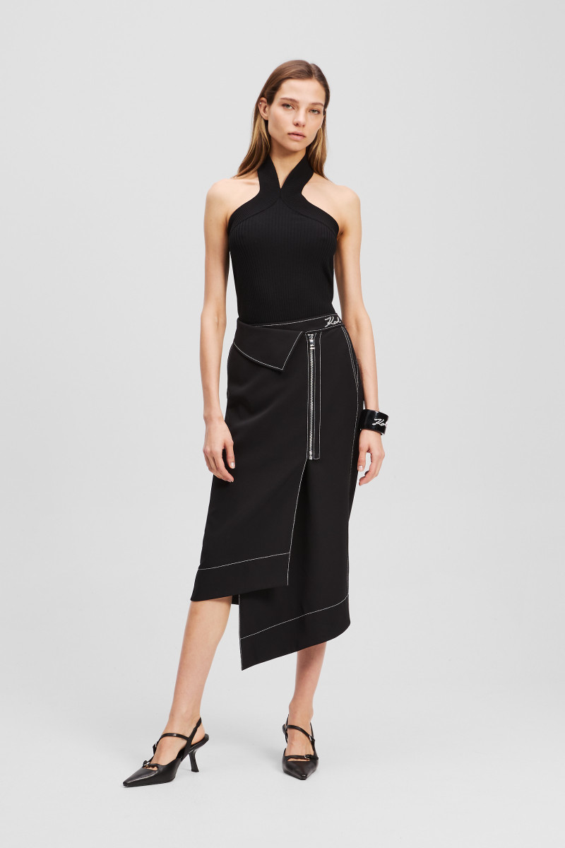 Sukňa Karl Lagerfeld Contrast Stitch Skirt Black