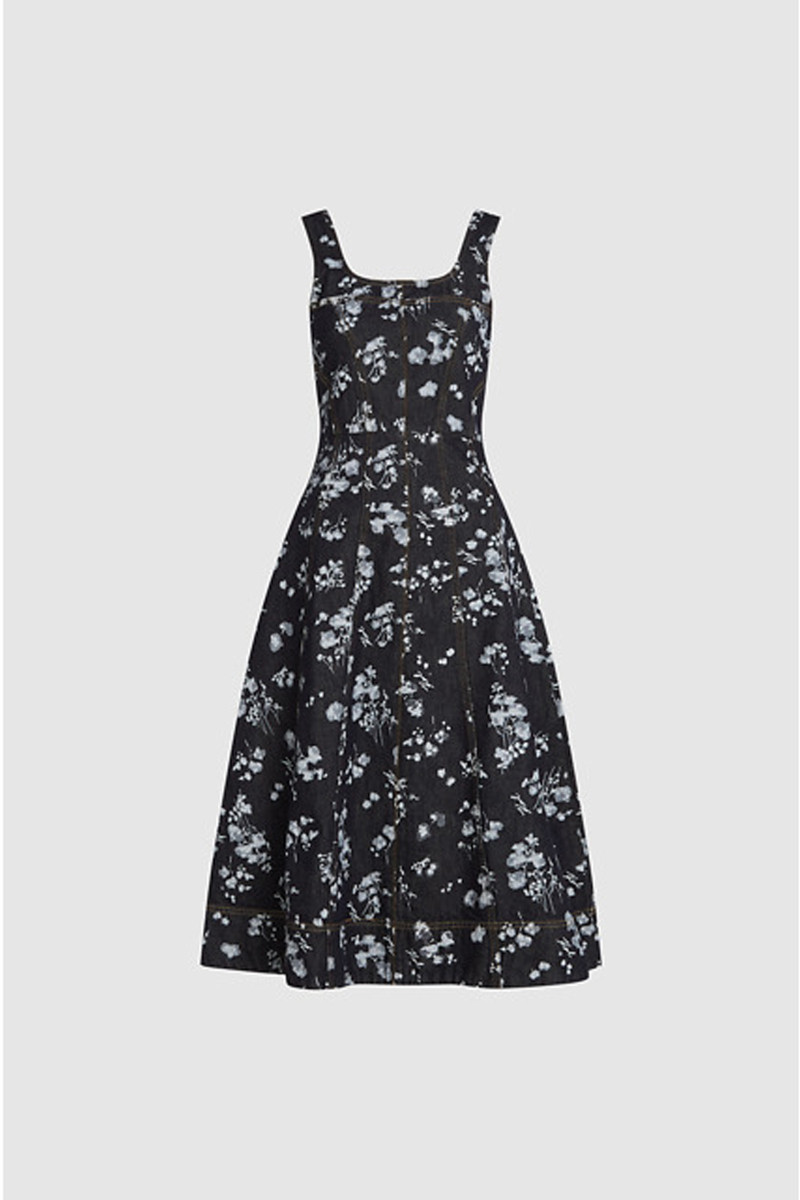 Levně Šaty karl lagerfeld aop orchid denim dress orchid dark blue denim aop