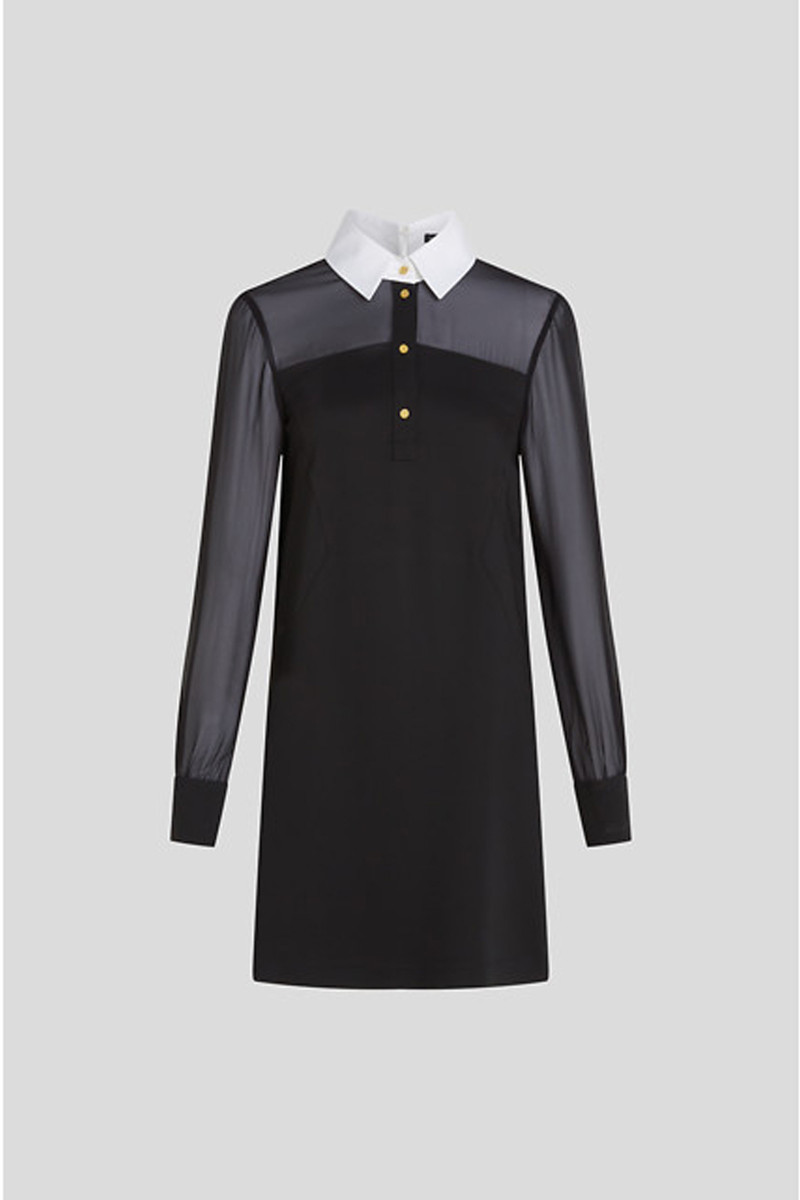 Šaty Karl Lagerfeld Poplin Collar Dress Black