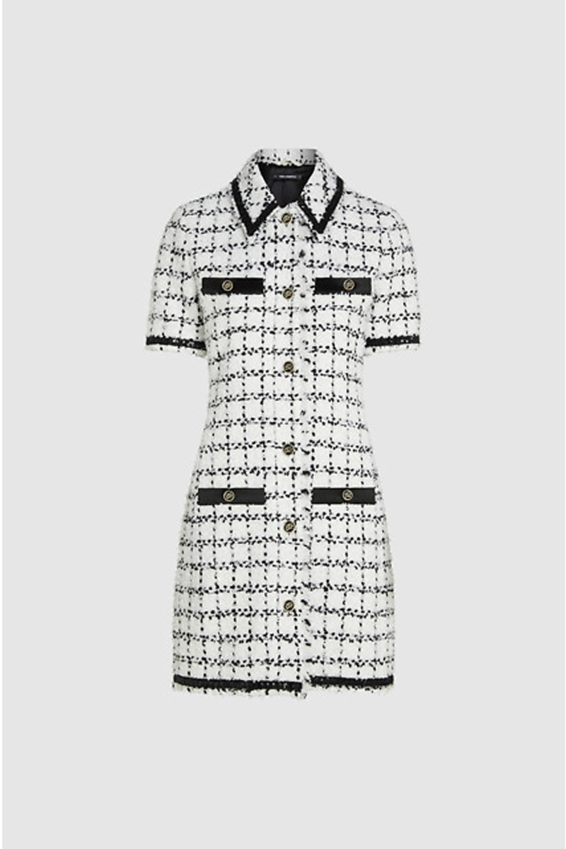 Šaty Karl Lagerfeld Boucle Dress Black White Karl Boucle