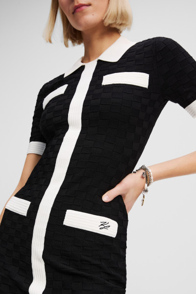 RUHA KARL LAGERFELD POLO CONTRAST KNIT DRESS - Kép 3