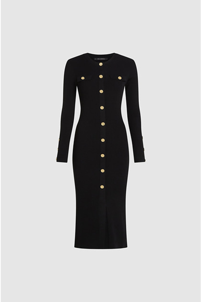 Levně Šaty karl lagerfeld elegant lslv knit dress black