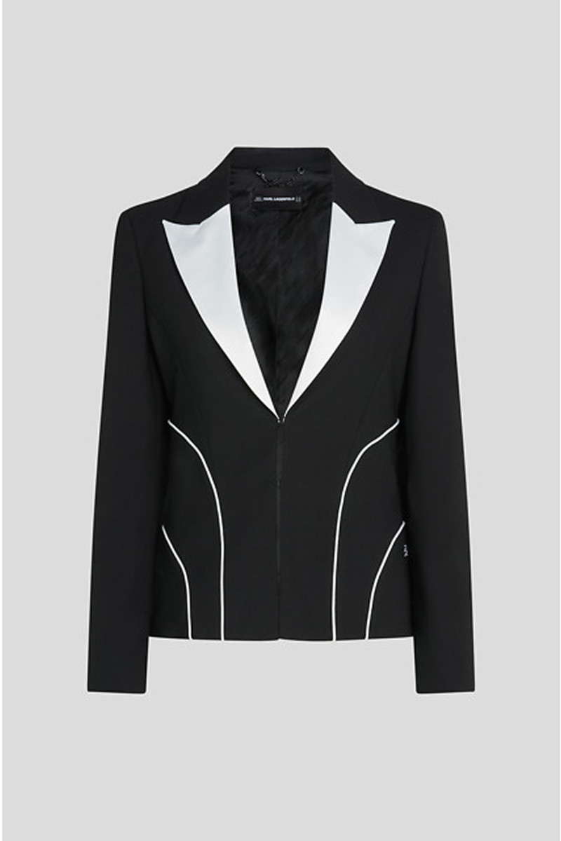 Levně Blejzr karl lagerfeld bw tailored piping blazer white/black