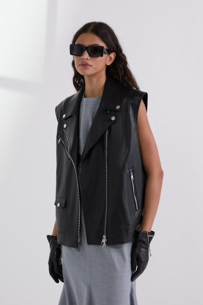 VESTA KARL LAGERFELD FAUX LEATHER BIKER GILET - Fotografie č. 1