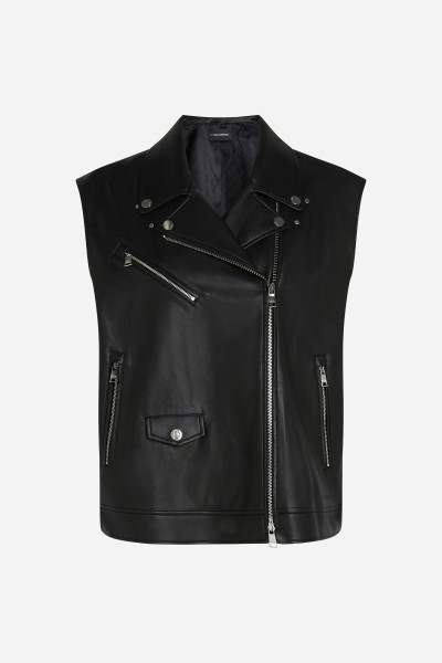VESTA KARL LAGERFELD FAUX LEATHER BIKER GILET - Fotografie č. 5