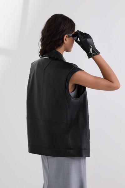 VESTA KARL LAGERFELD FAUX LEATHER BIKER GILET - Fotografie č. 3