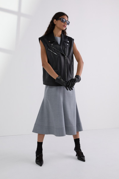 VESTA KARL LAGERFELD FAUX LEATHER BIKER GILET - Fotografie č. 2