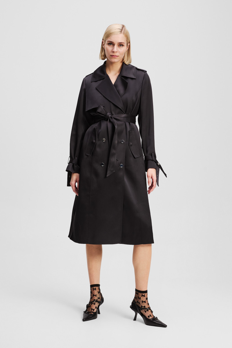 Levně Kabát karl lagerfeld fluid trench coat black