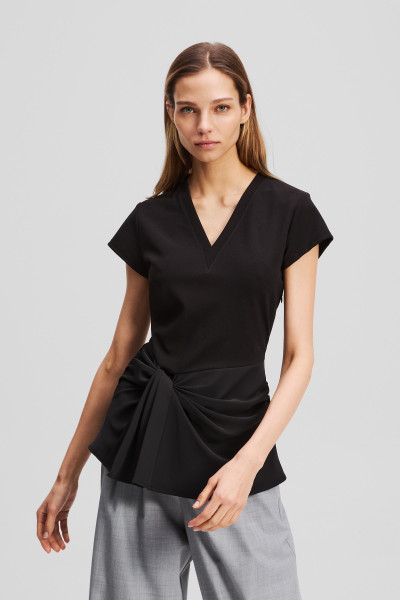 TOP KARL LAGERFELD FABRIC MIX V-NECK TOP - Kép 1