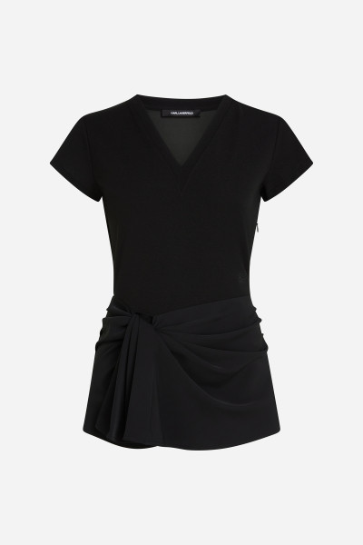 TOP KARL LAGERFELD FABRIC MIX V-NECK TOP - Kép 5