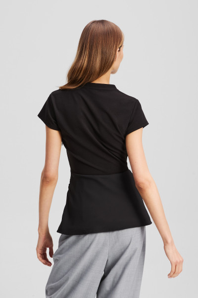 TOP KARL LAGERFELD FABRIC MIX V-NECK TOP - Kép 2