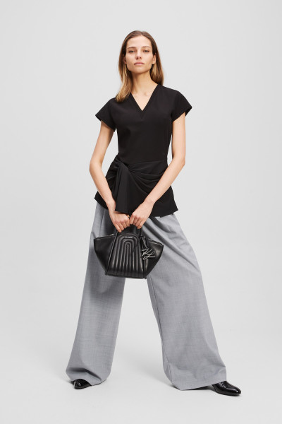 TOP KARL LAGERFELD FABRIC MIX V-NECK TOP - Kép 4