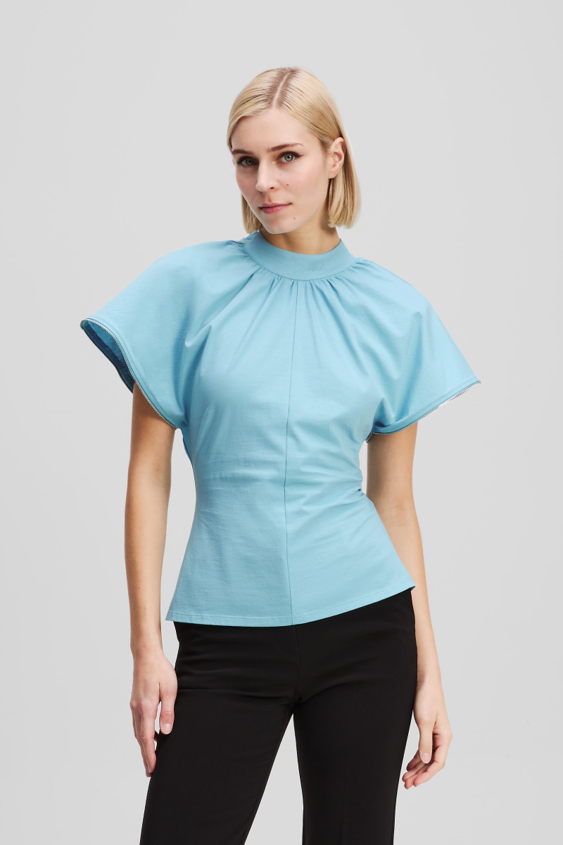 Póló Karl Lagerfeld Zip Sleeve T-Shirt Still Water