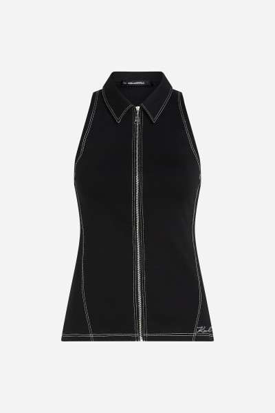 TOP KARL LAGERFELD CONTRAST STITCH POLO - Kép 5