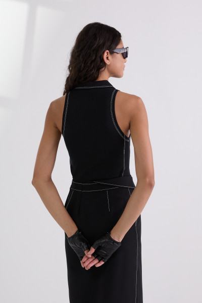TOP KARL LAGERFELD CONTRAST STITCH POLO - Kép 2