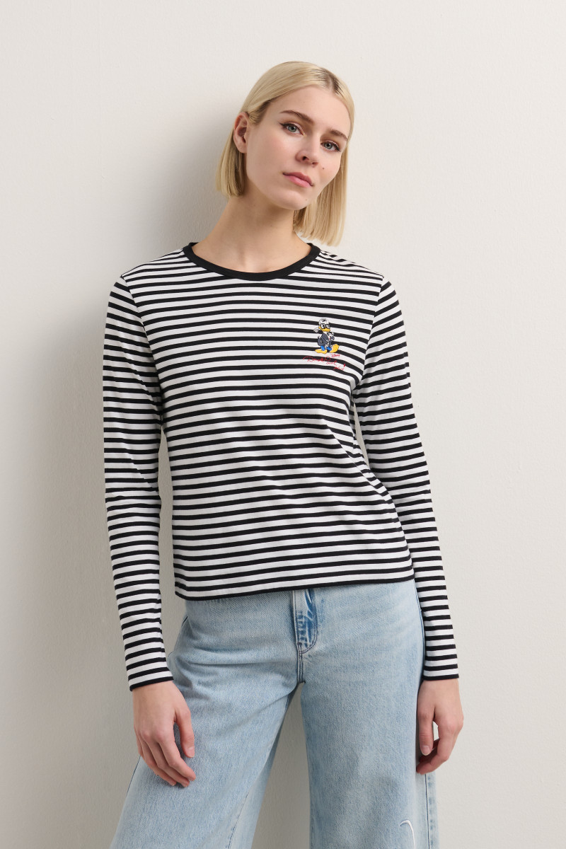 Póló Karl Lagerfeld Kl X Disney Stripe Lslv T-Shirt Small Stripe Black-White