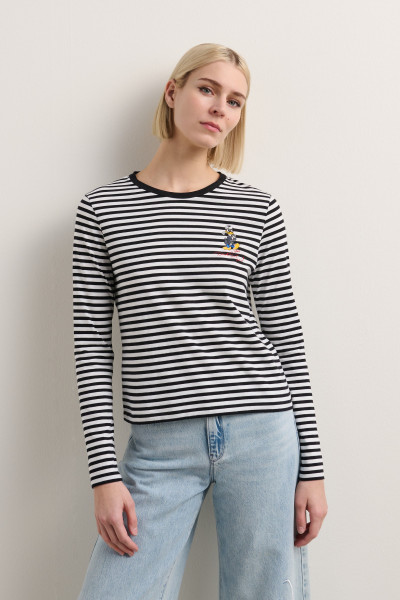 PÓLÓ KARL LAGERFELD KL X DISNEY STRIPE LSLV T-SHIRT - Kép 1
