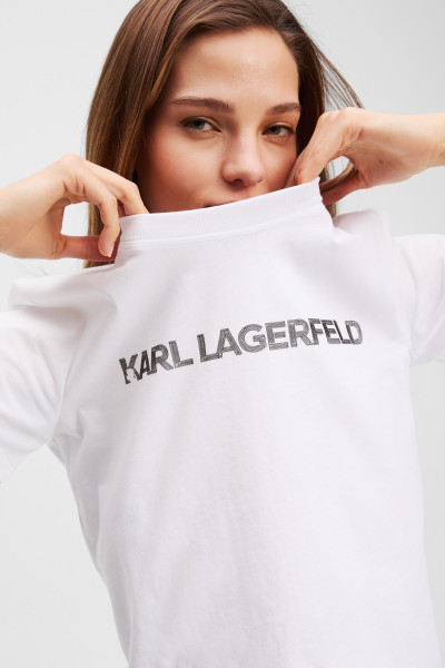 PÓLÓ KARL LAGERFELD ELONGATED LOGO T-SHIRT - Kép 3