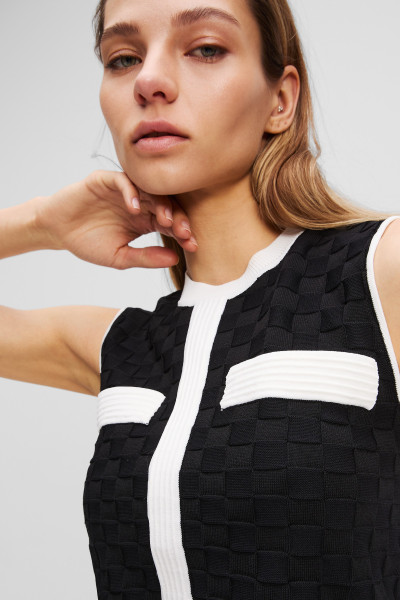 PULÓVER KARL LAGERFELD CONTRAST SLEEVELESS KNIT TOP - Kép 4