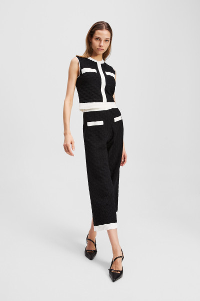 PULÓVER KARL LAGERFELD CONTRAST SLEEVELESS KNIT TOP - Kép 2