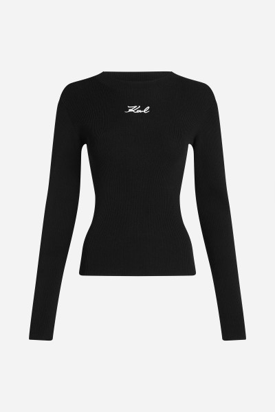 PULÓVER KARL LAGERFELD LSLV RIBBED MOCK NECK - Kép 5