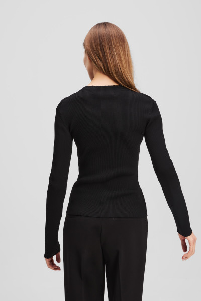 PULÓVER KARL LAGERFELD LSLV RIBBED MOCK NECK - Kép 3