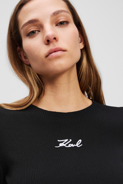 PULÓVER KARL LAGERFELD LSLV RIBBED MOCK NECK - Kép 4